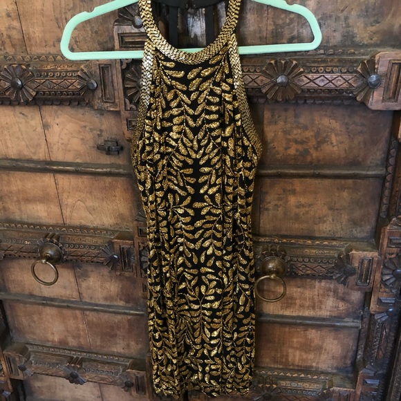 Anthropologie Dresses & Skirts - ✨Anthro Beaded Embellished Gold Cocktail Party Homecoming Prom Dress💕